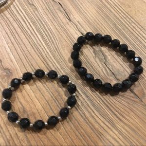 Set of 2 Black Stretch Bracelets